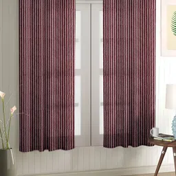 Aura Brown 2 Pieces Self Design Sheer Window Curtains image 1
