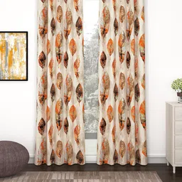 Bedspun Raga Beige & Orange 2 Pieces Floral Door Curtains-picture-41