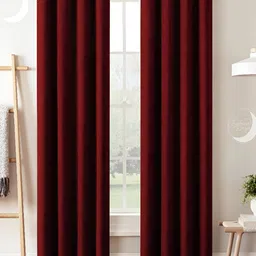 Lunar Days Maroon 2 Pieces Black Out Door Curtain-picture-11