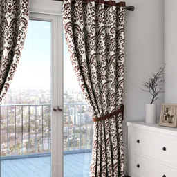 Swayam Off-White & Brown Single Ethnic Print Door Curtain-picture-35