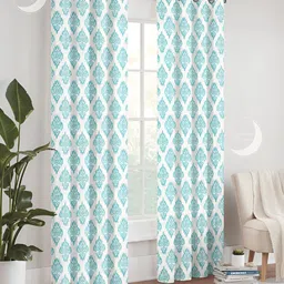 Lunar Days Blue & White 3 Pieces Ethnic Motifs Room Darkening Door Curtain image 2