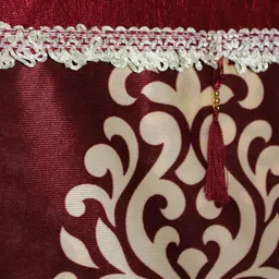 Aura Maroon & White 2 Pcs Ethnic Motifs Printed Window Curtains image 2