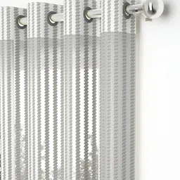 THE CONVERSION Grey 2 Pieces Striped Lightweight Tissue Sheer Door Curtains image 2