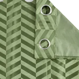 RIDHAAN Green 2 Pieces Zig Zag Embellished Room Darkening Window Curtain image 3