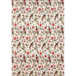 EasyGoods Beige & Red 2 Pieces Floral Printed Black Out Long Door Curtains image 5