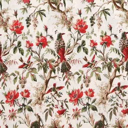 EasyGoods Beige & Red 2 Pieces Floral Printed Black Out Long Door Curtains image 4