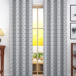Story@home Grey Set of 2 Geometric Print Room Darkening Door Curtain 7 Feet-picture-12