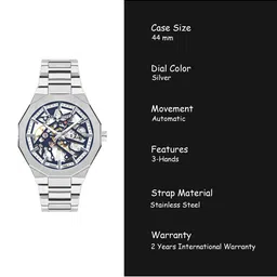 Lee Cooper Men Skeleton Dial & Stainless Steel Bracelet Style Straps Watch LC07906.390 image 4