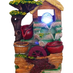 CHRONIKLE Brown & Green Cabin Water Fountain With LED Light Crystal Ball-picture-21