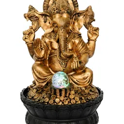 CHRONIKLE Black Lord Ganesh Idol Water Fountain With LED Crystal Ball-image-64