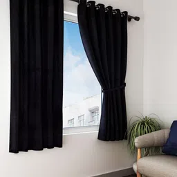Home Sizzler Black Black Out Window Curtains image 1