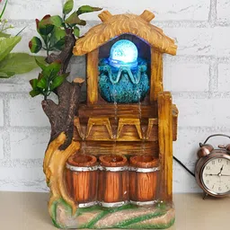 CHRONIKLE Brown & Orange Jungle-Themed Water Fountain With LED Crystal Ball-picture-25