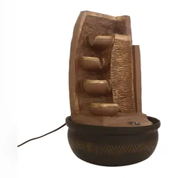 CHRONIKLE Brown 4-Step Diya Water Fountain With LED Light image 4
