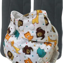 mom's pride Reusable Exclusive Pocket Cloth Diaper with 2 Charcoal Insert - ZOO White-picture-19