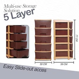 ashlas 5 Plastic Modular Drawer System for Home, Office, Hospital PP Collapsible Wardrobe image 3