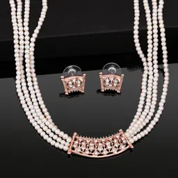 Estele Rose Gold-Plated Stone-Studded & Beaded Jewellery Set-picture-36