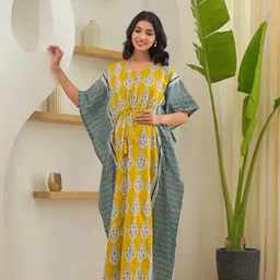 Aujjessa Geometric Printed Maternity Maxi Kaftan Nightdress image 5