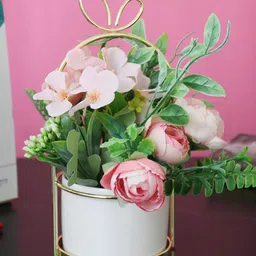 TIED RIBBONS Pink Rose Artificial Flowers and Plants With Stand image 2
