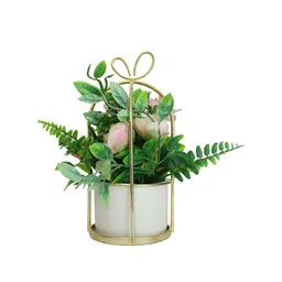 TIED RIBBONS Pink Rose Artificial Flowers and Plants With Stand image 3