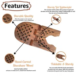 ADA Handicraft Brown Self Design Super Strong Wooden Polished Holy Book Stand image 3