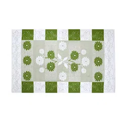 Dakshya Industries Green & White Floral 4-Seater Rectangle Cotton Table Cover image 2