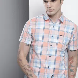 the indian garage co. Men Slim Fit Checkered Spread Collar Casual Shirt-picture-21