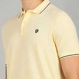 van heusen sport Men Solid Polo Neck Polycotton Yellow T-Shirt image 5