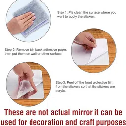 shop fusion Flexible Frameless Square Self-Adhesive Acrylic Mirror – 30×30 cm (Pack of 4) Decorative Mirror image 5