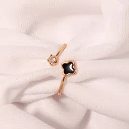 SALTY Crystal Studded Clover Anti-Tarnish Finger Ring-picture-22