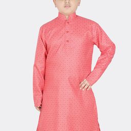 SG YUVRAJ Boys Pink Printed Mandarin Collar Side Slit Cotton Kurta-picture-10