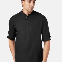 indus route by Pantaloons Mandarin Collar Pure Cotton Kurta-picture-20