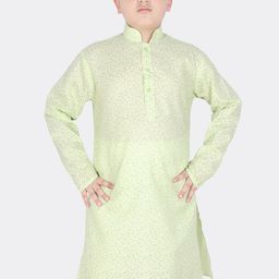 SG YUVRAJ Boys Mandarin Collar Woven Design Thread Work Side Slit Cotton Kurta-picture-1