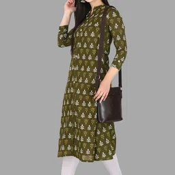 KANNAHI Ethnic Motifs Woven Design Printed Cotton A-line Kurta image 3
