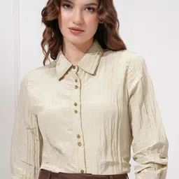 tokyo talkies Women Regular Fit Self Design Button Down Collar Casual Shirt-picture-25