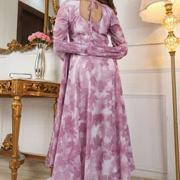 KALINI Floral Printed Anarkali Kurta With Churidar & Dupatta image 2