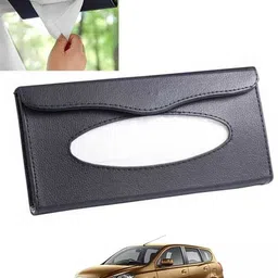 ayw Black Car Tissue Holder Rectangle Leatherite/Include Tissue/Save Space-098 Vehicle Tissue Dispenser image 1
