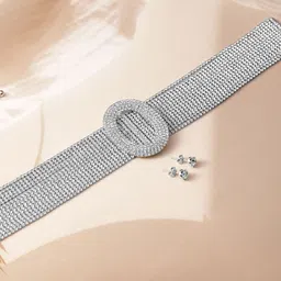 Rubans Rhodium-Plated CZ Studded Jewellery Set image 2