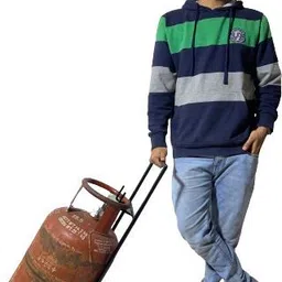 meena enterprises Without Touching Gas Bottle Cylinder shifting trolley stand, Cylinder move stand Iron Kitchen Trolley image 3