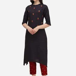 KALINI Ethnic Motifs Embroidered Regular Sequinned Kurta With Trousers image 1