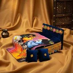 Thakur ji Bed, Laddu Gopal ji Bed, Bal Gopal ji Bed With Printed Chadar Silk All Purpose Chowki-image-78