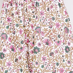 Tissu Women Cream-Coloured Ethnic Motifs Printed Pure Cotton Kurta with Palazzos image 3