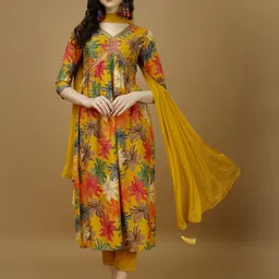 berrylicious Women Viscose Rayon Kurta Pant Dupatta Set image 1