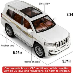 deoxy 1:32 Scale die-cast Toyota Prado Metal car Vehicle Toy, with and Sound & Lights image 2
