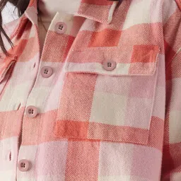 the souled store Women Boxy Fit Checkered Button Down Collar Casual Shirt image 4