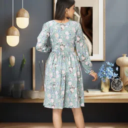 givafaishons Women Fit and Flare Light Green Knee Length Dress-picture-20