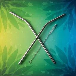 vibinvriksh Stainless Steel Straw Set with Cleaner Kitchen Tool Set image 2