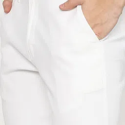 highlander Men Slim Fit White Cotton Blend Trousers image 4