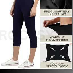 rocksy 3/4th Capri leggings Women Dark Blue, Green Capri image 3