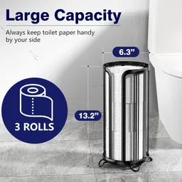 acrylic design art Freestanding Toilet Tissue Organizer, Storage Solution, Reserve Mega Rolls Iron Toilet Paper Holder image 2