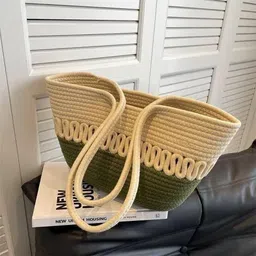 ghatin Women Beige, Green Hand-held Bag-picture-14